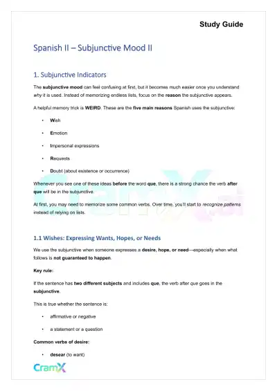 Spanish II - Subjunctive Mood II - Page 1 preview image