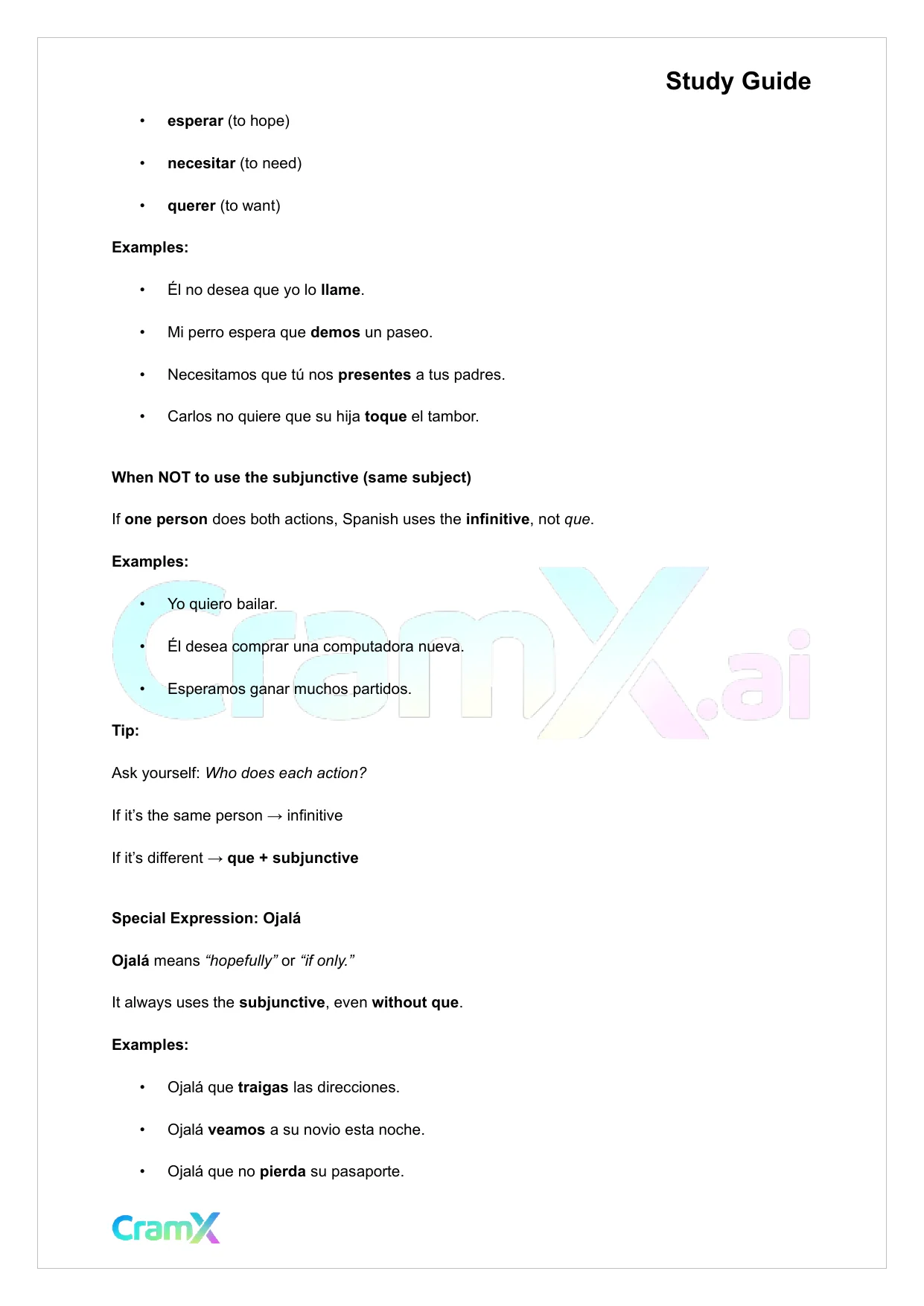 Spanish II - Subjunctive Mood II - Page 2 preview image