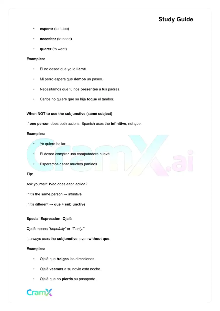 Spanish II - Subjunctive Mood II, page 2