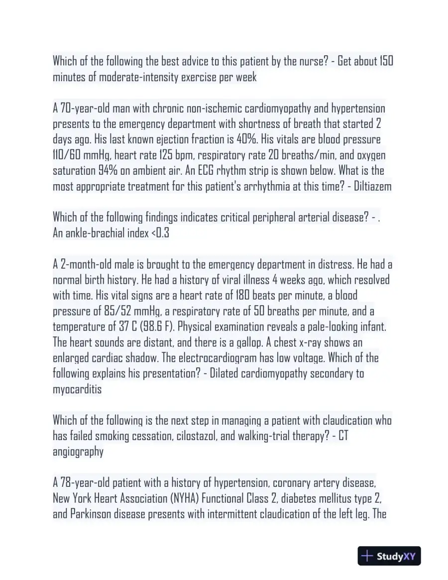 2024 MSN 622 Cardiovascular Final Actual Exam With Answers (79 Solved Questions), page 8