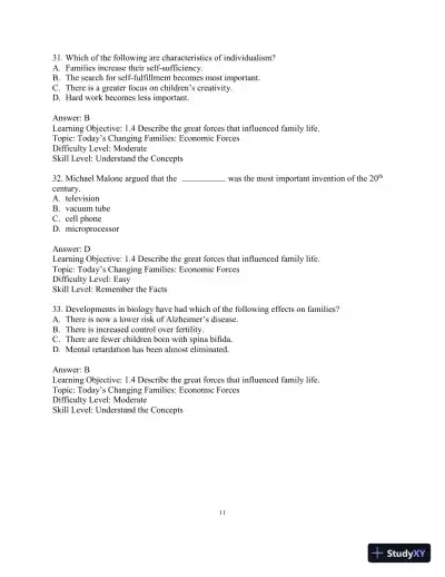 Test Bank for Marriages, Families, and Intimate Relationships, 5th Edition - Page 14 preview image