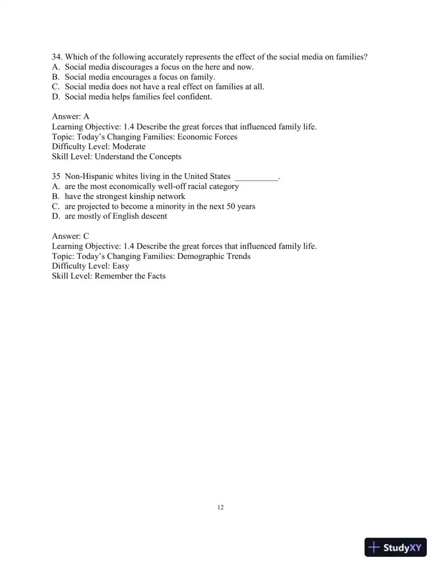 Test Bank for Marriages, Families, and Intimate Relationships, 5th Edition, page 15