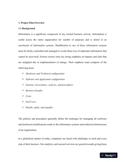 Project Plan for Upgrading Information Systems Infrastructure: Risk Management, Requirements, and Implementation Strategies - Page 3 preview image