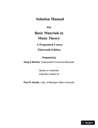 Basic Materials in Music Theory: A Programed Course, Books a la Carte, 13th Edition Solution Manual - Page 1 preview image