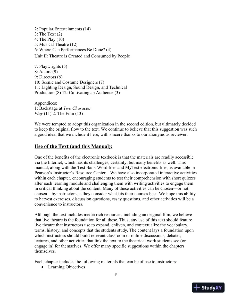 Test Bank for Revel for Explore Theatre: A Backstage Pass, 2nd Edition, page 8