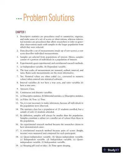 Essential Statistics for the Behavioral Sciences Brief Edition Solution Manual - Page 1 preview image