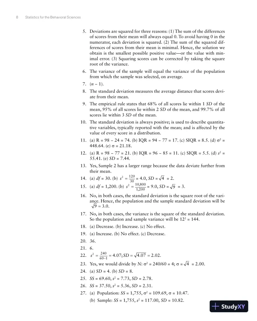 Essential Statistics for the Behavioral Sciences Brief Edition Solution Manual, page 9