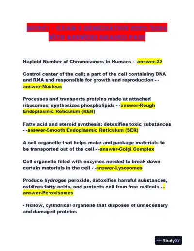 2023-2024 BIO251 Biology Remediation Exam With Answers (85 Solved Questions) - Page 1 preview image