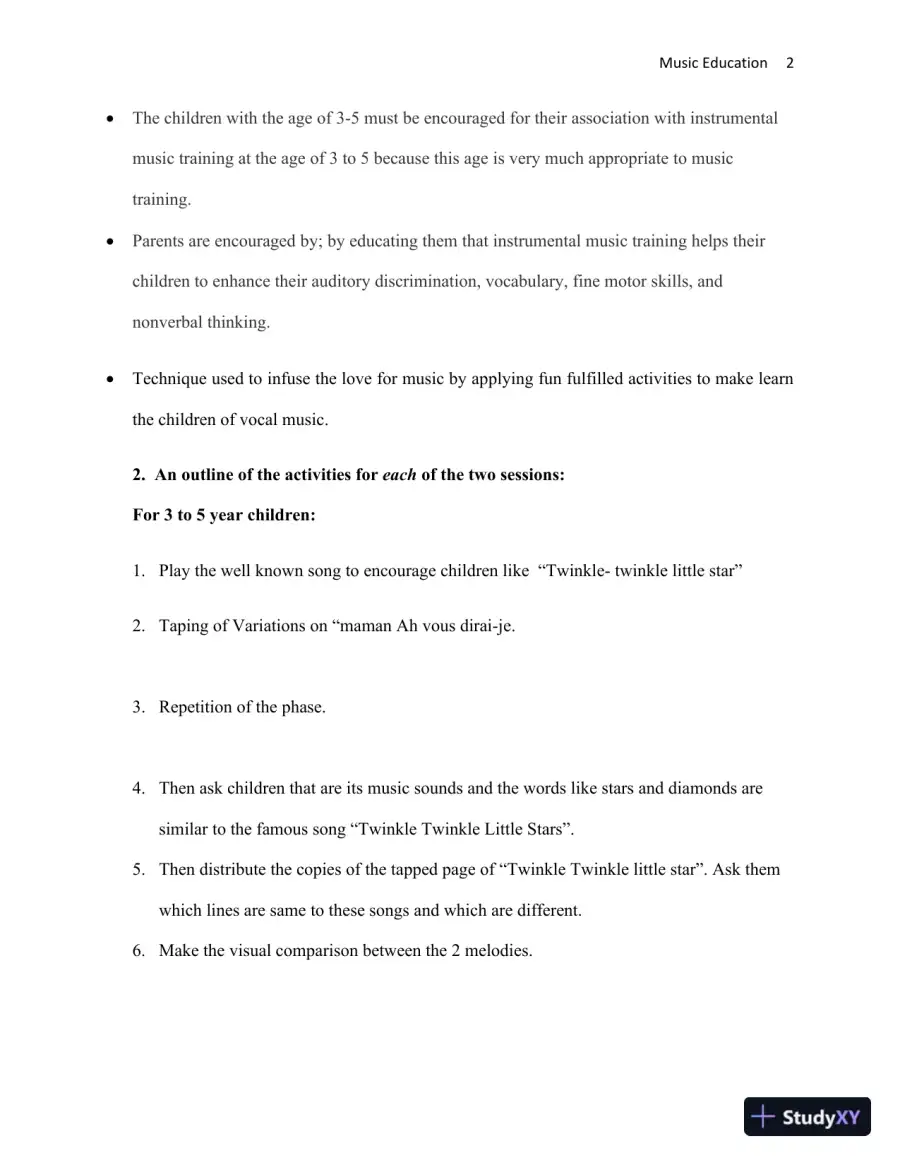 Summer Music Program: A Comprehensive Plan For Early Childhood Musical Education, page 3