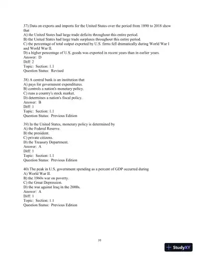 Test Bank for Macroeconomics, 10th Edition - Page 11 preview image