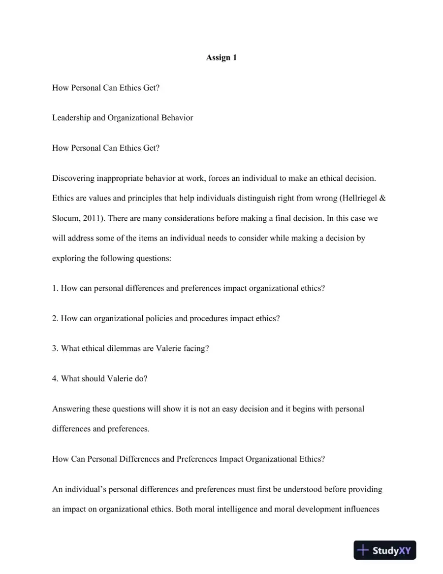 Bus 520 Ethical Decision-Making in the Workplace: Personal Dilemmas and Organizational Impact, page 3