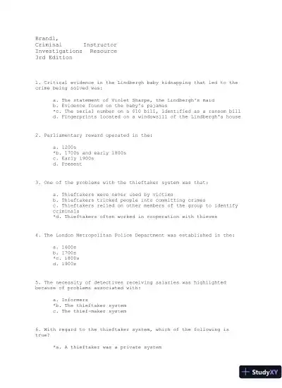 Criminal Investigation Third Edition Test Bank - Page 10 preview image