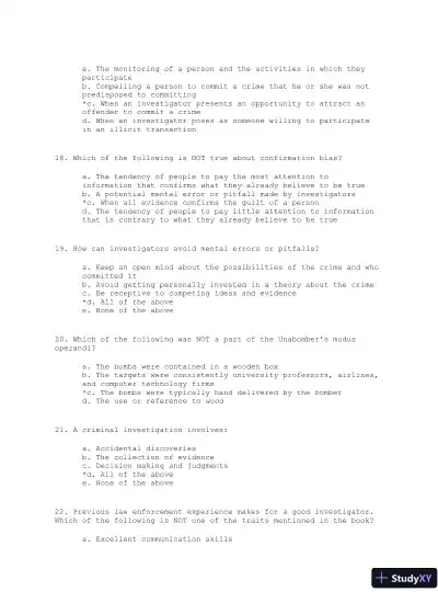 Criminal Investigation Third Edition Test Bank - Page 5 preview image
