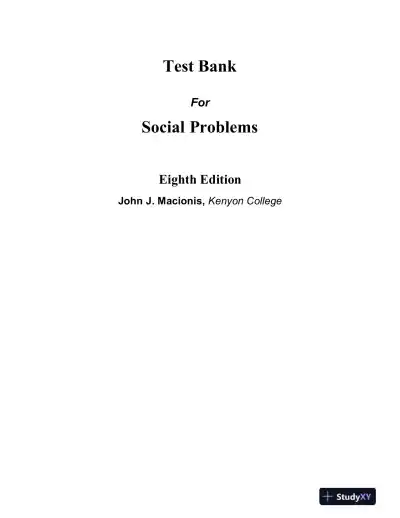 Test Bank for Social Problems, 8th Edition - Page 1 preview image