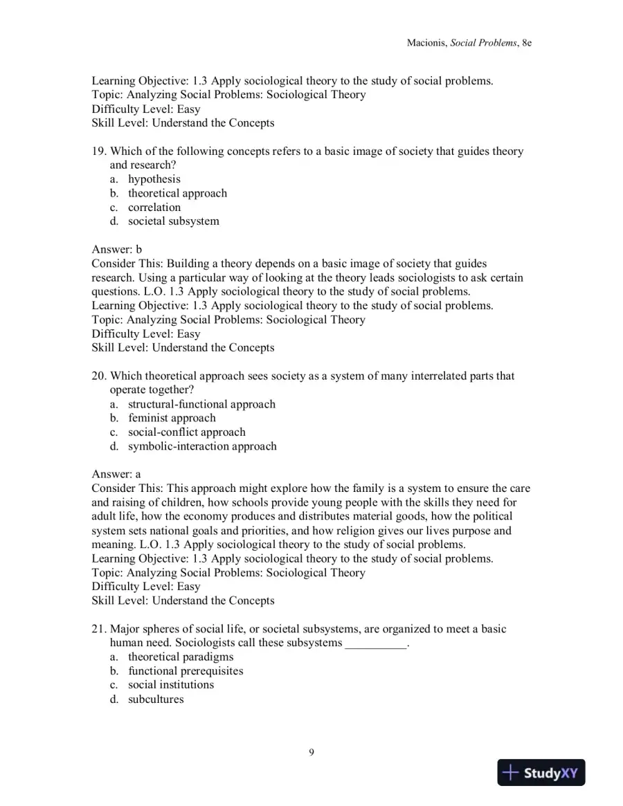 Test Bank for Social Problems, 8th Edition, page 12