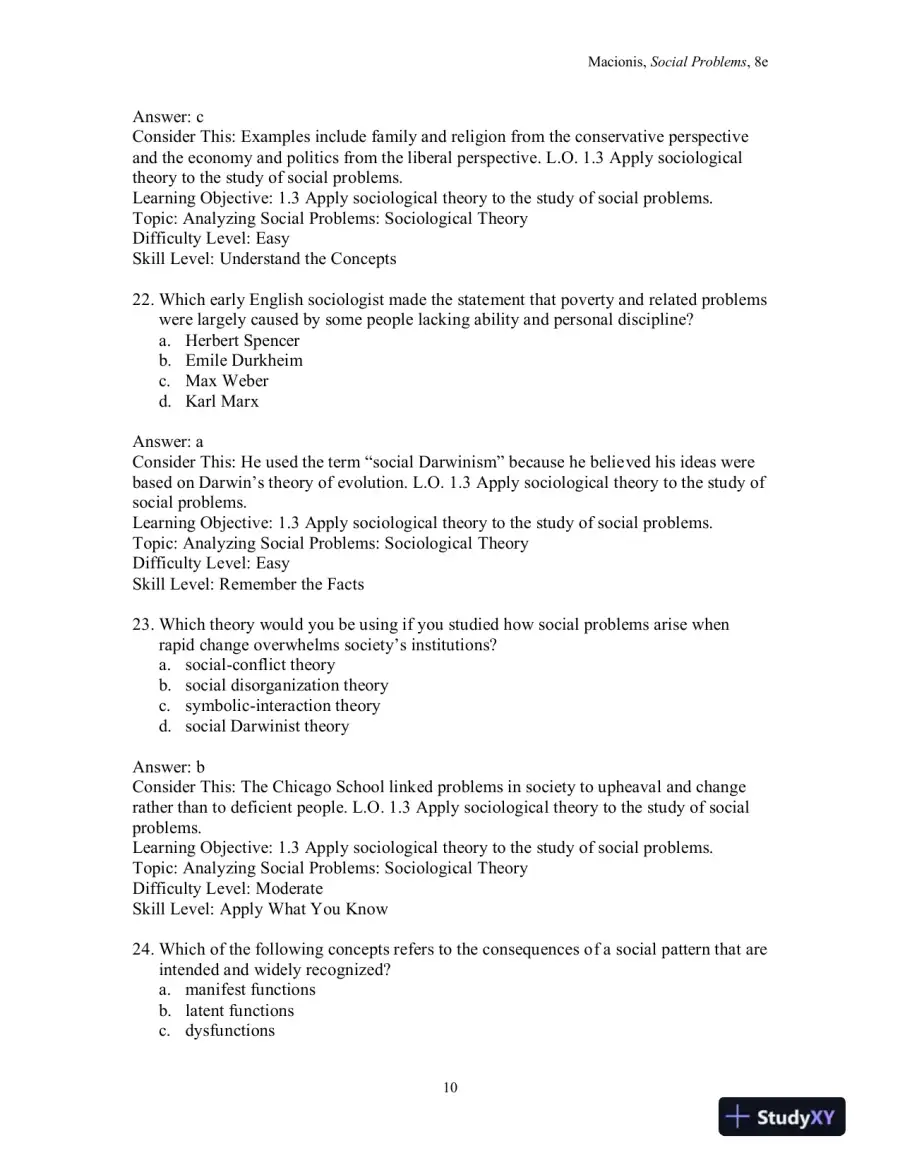 Test Bank for Social Problems, 8th Edition, page 13
