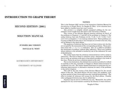 Solution Manual for Introduction to Graph Theory, 2nd Edition - Page 1 preview image