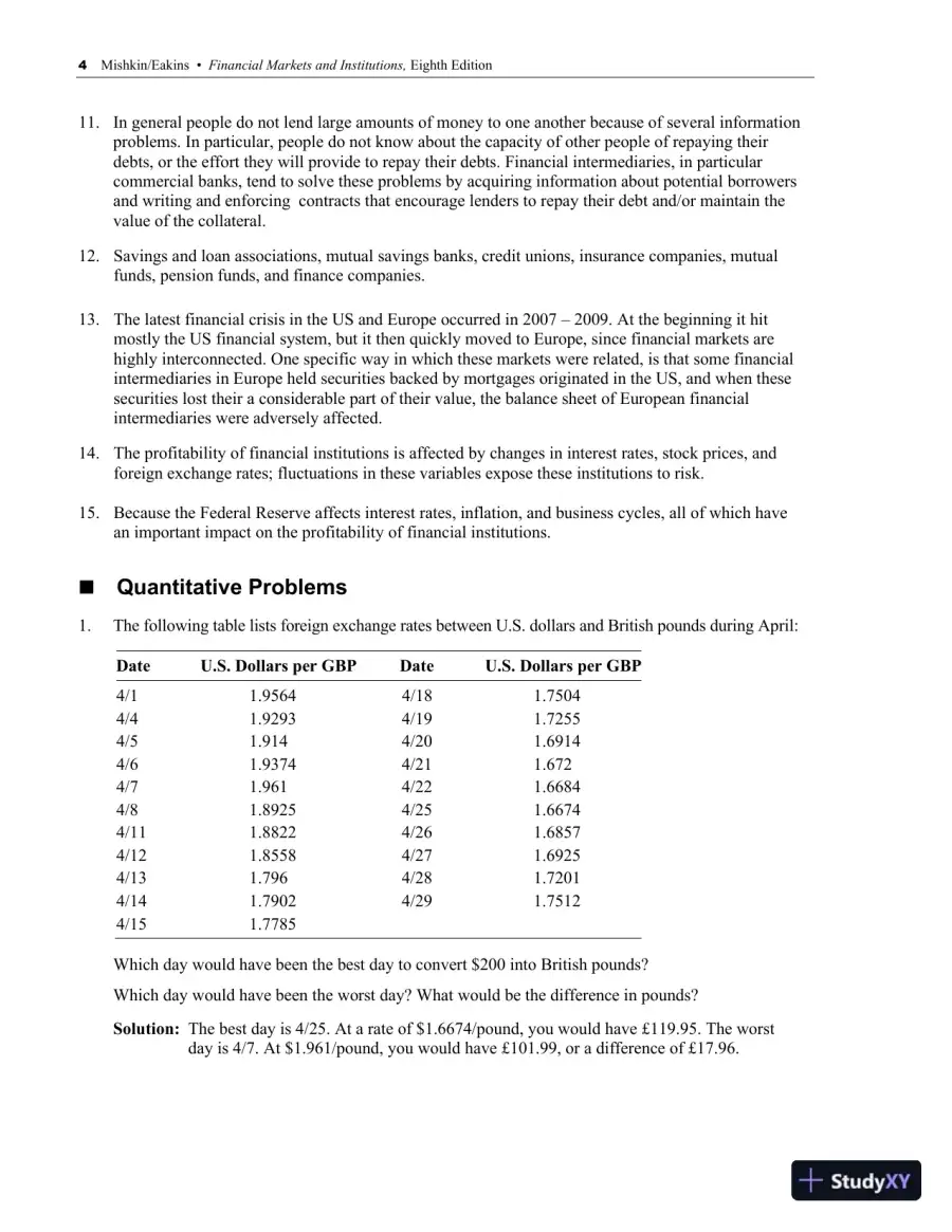 Solution Manual for Financial Markets and Institutions, 9th Edition, page 7