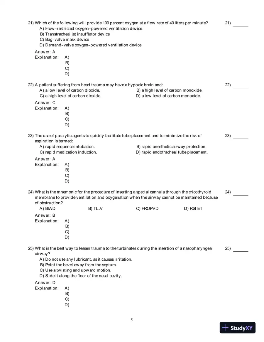 International Trauma Life Support For Emergency Care Providers, 8th Edition Test Bank, page 21