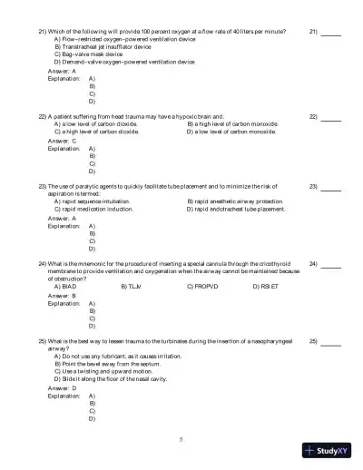 International Trauma Life Support For Emergency Care Providers, 8th Edition Test Bank - Page 21 preview image