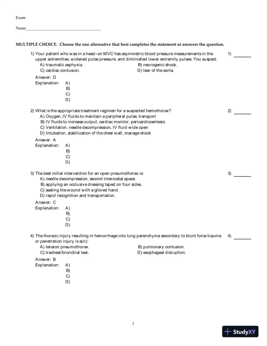 International Trauma Life Support For Emergency Care Providers, 8th Edition Test Bank, page 25
