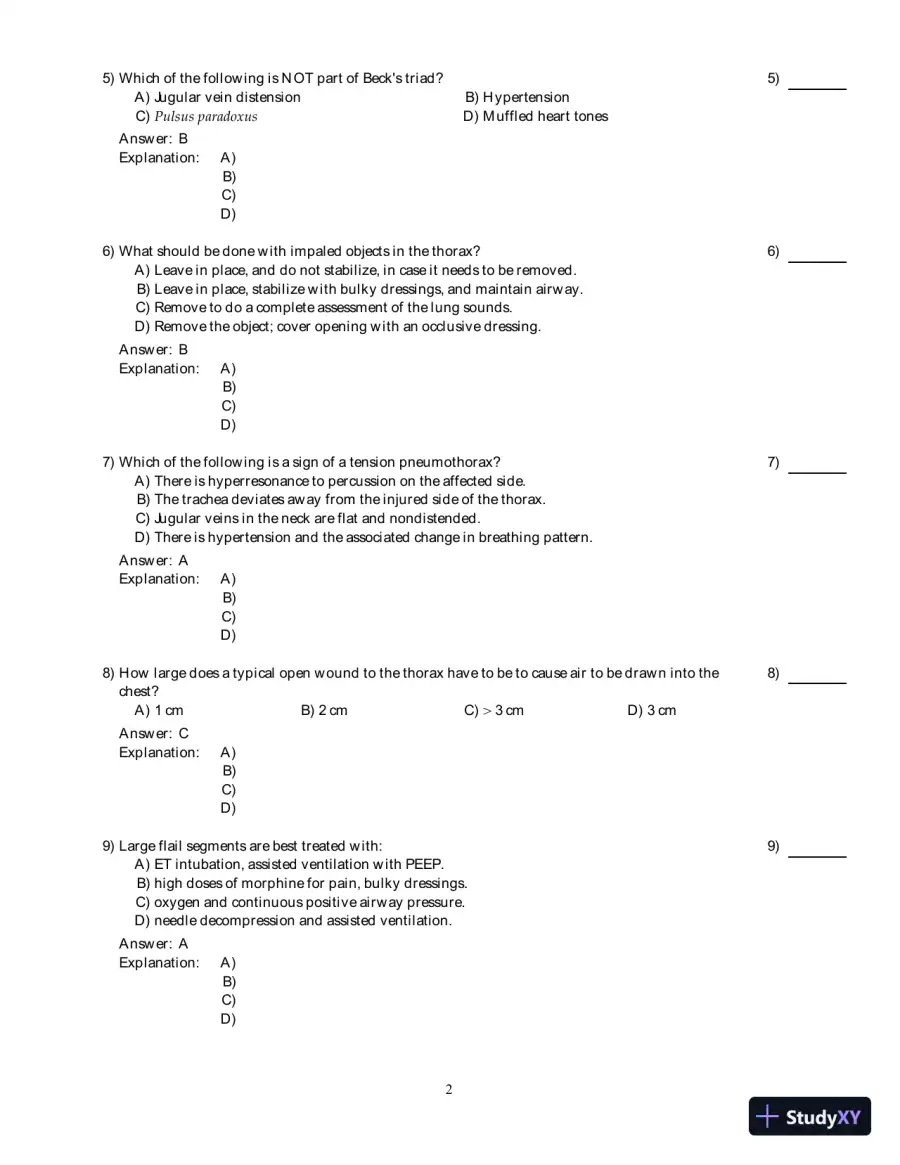 International Trauma Life Support For Emergency Care Providers, 8th Edition Test Bank, page 26