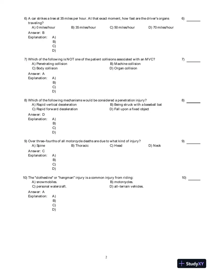 International Trauma Life Support For Emergency Care Providers, 8th Edition Test Bank, page 3
