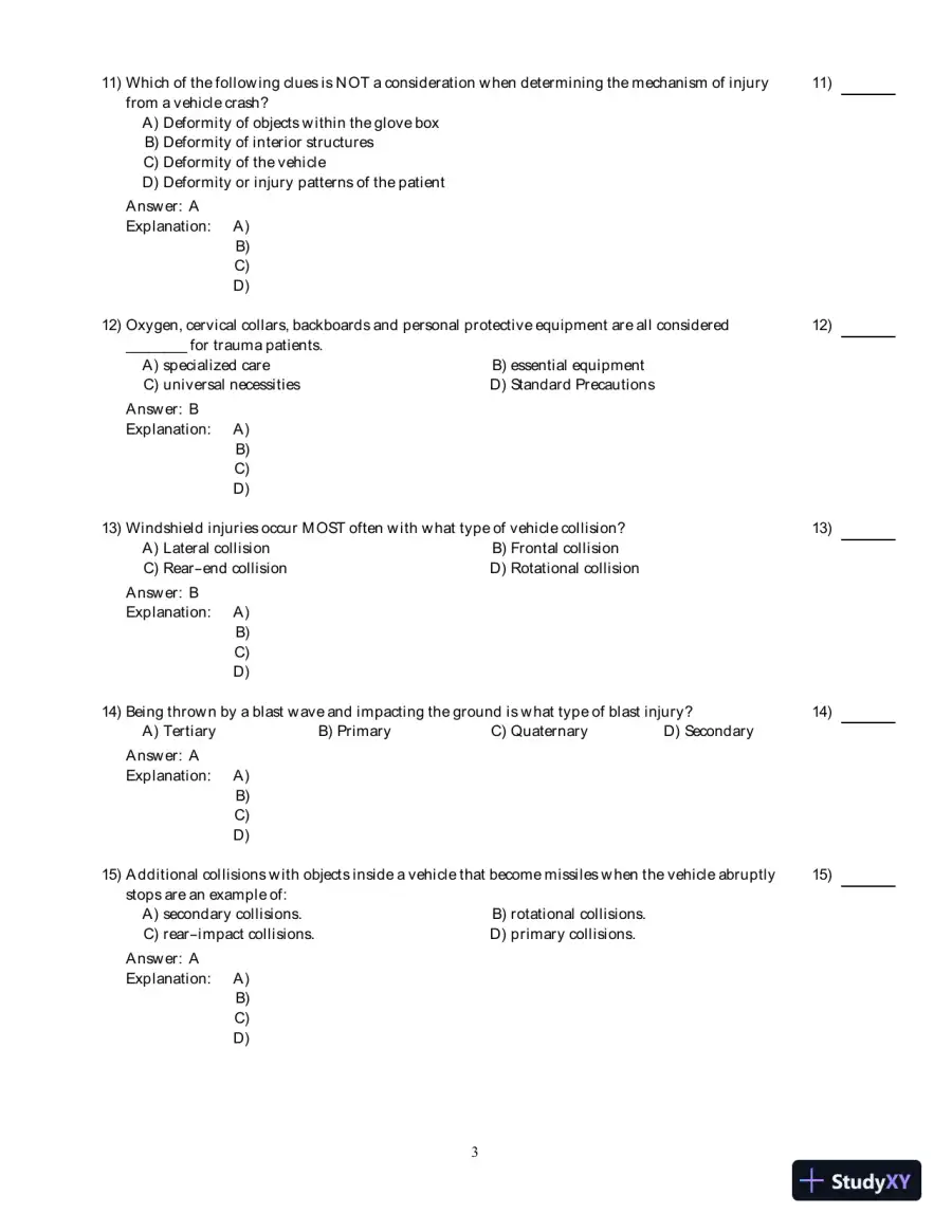 International Trauma Life Support For Emergency Care Providers, 8th Edition Test Bank, page 4