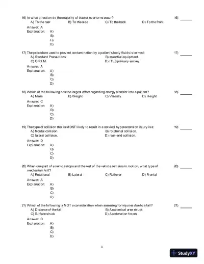 International Trauma Life Support For Emergency Care Providers, 8th Edition Test Bank - Page 5 preview image