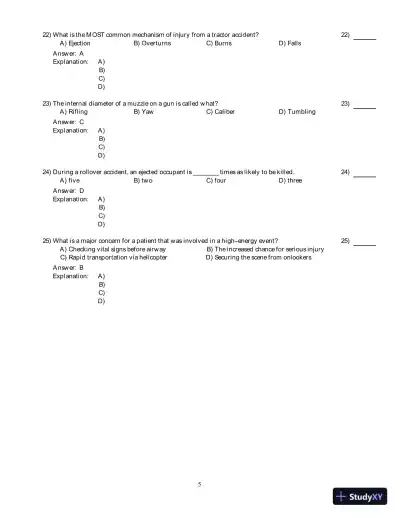 International Trauma Life Support For Emergency Care Providers, 8th Edition Test Bank - Page 6 preview image