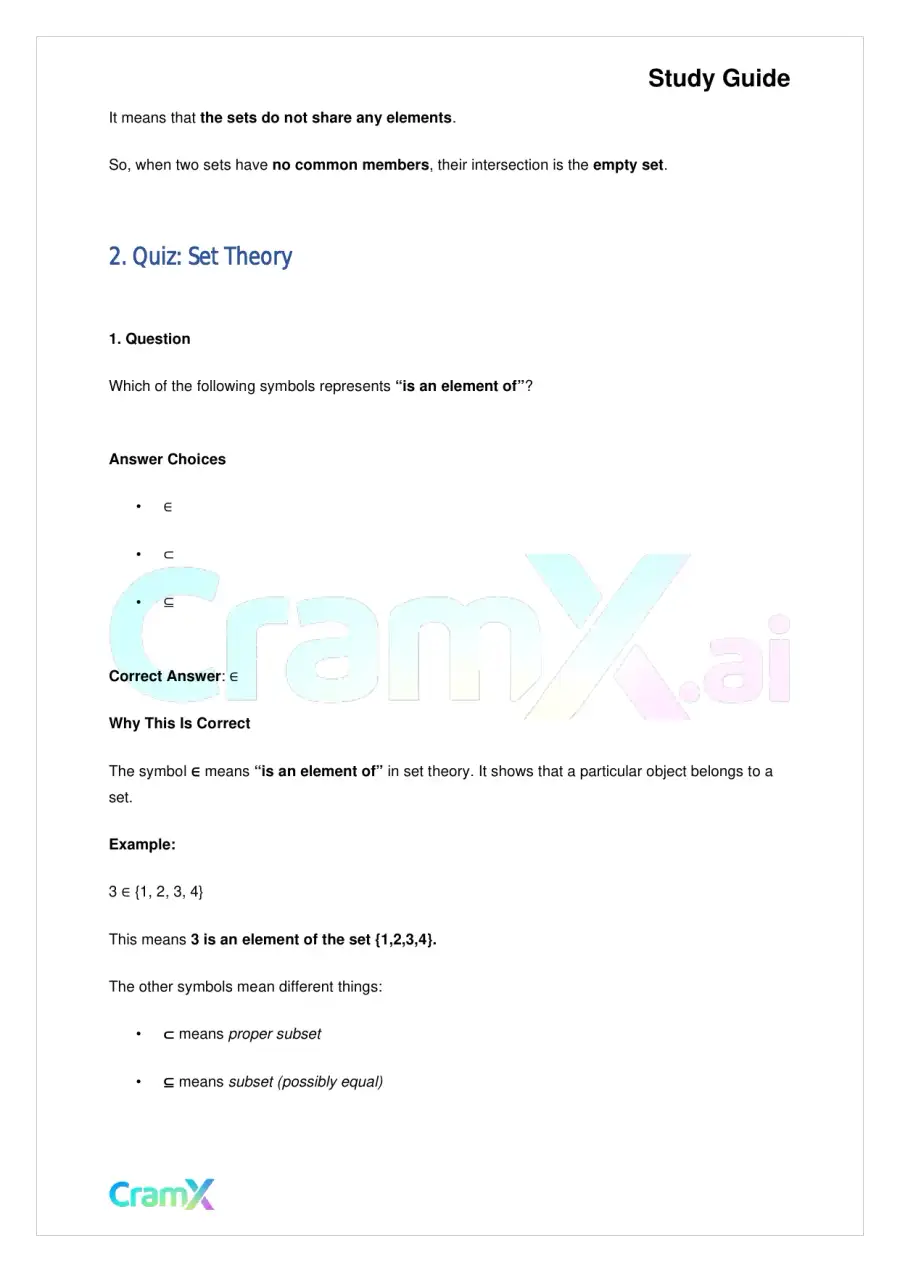 Algebra I – Terminology Sets and Expressions, page 10