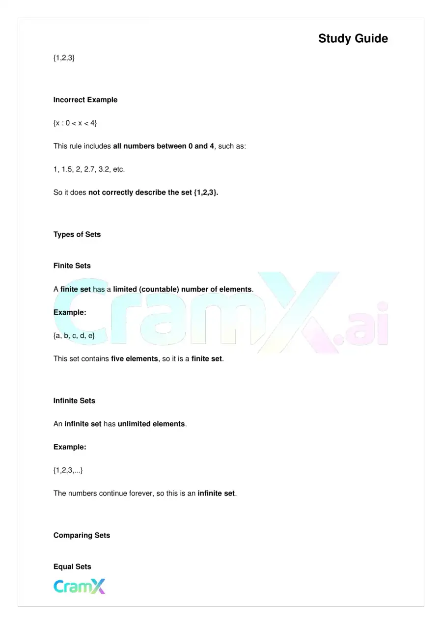 Algebra I – Terminology Sets and Expressions, page 4