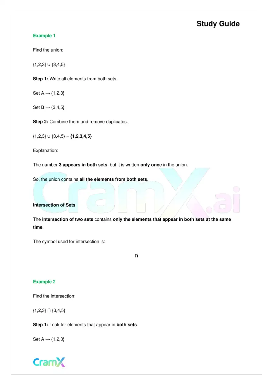 Algebra I – Terminology Sets and Expressions, page 7
