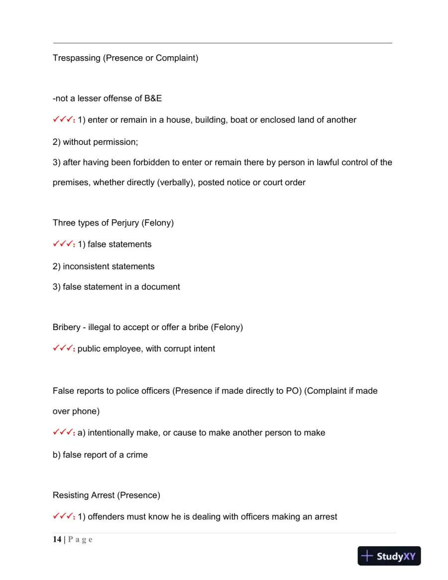 MPTC Criminal Law Final Exam With Answers (417 Solved Questions), page 15