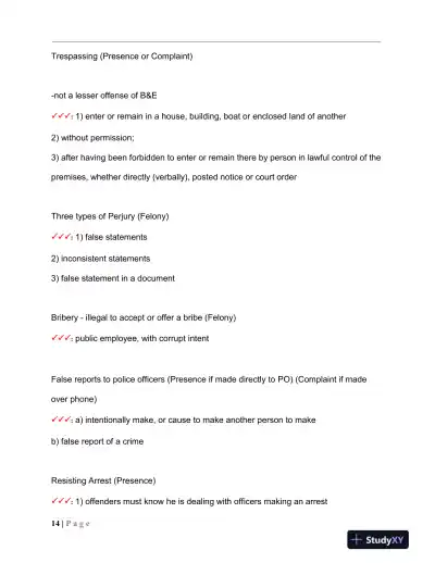 MPTC Criminal Law Final Exam With Answers (417 Solved Questions) - Page 15 preview image