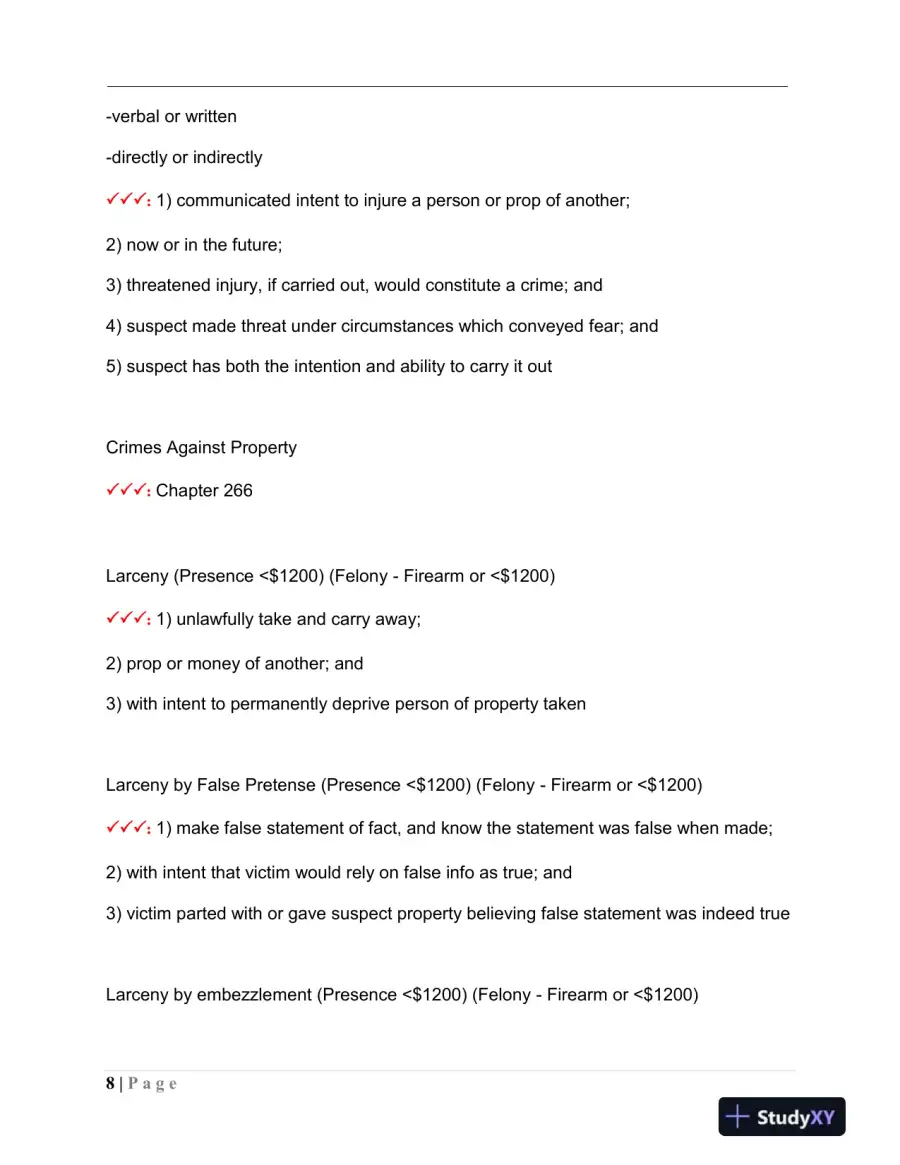 MPTC Criminal Law Final Exam With Answers (417 Solved Questions), page 9