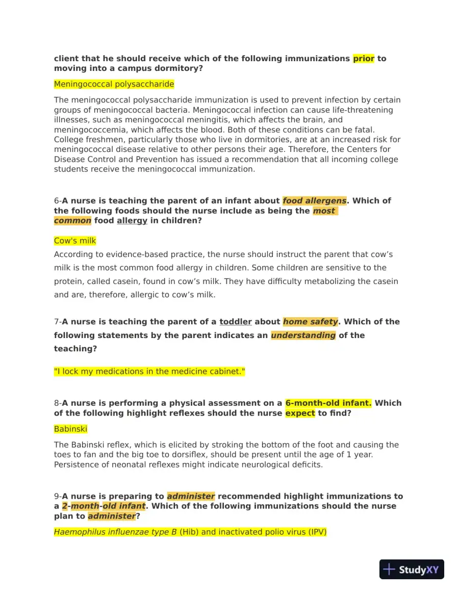 ATI Pediatric Retake Practice Exam with Answers (40 Solved Questions), page 3