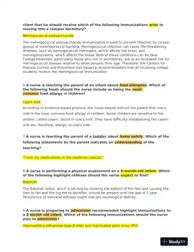 ATI Pediatric Retake Practice Exam with Answers (40 Solved Questions) - Page 3 preview image