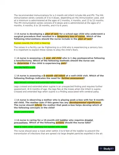 ATI Pediatric Retake Practice Exam with Answers (40 Solved Questions) - Page 4 preview image