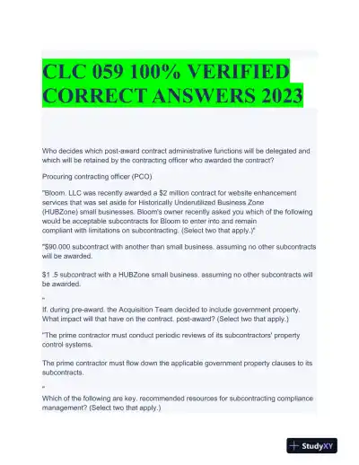 2023 CLC059 Construction Practice Exam With Answers (39 Solved Questions) - Page 1 preview image