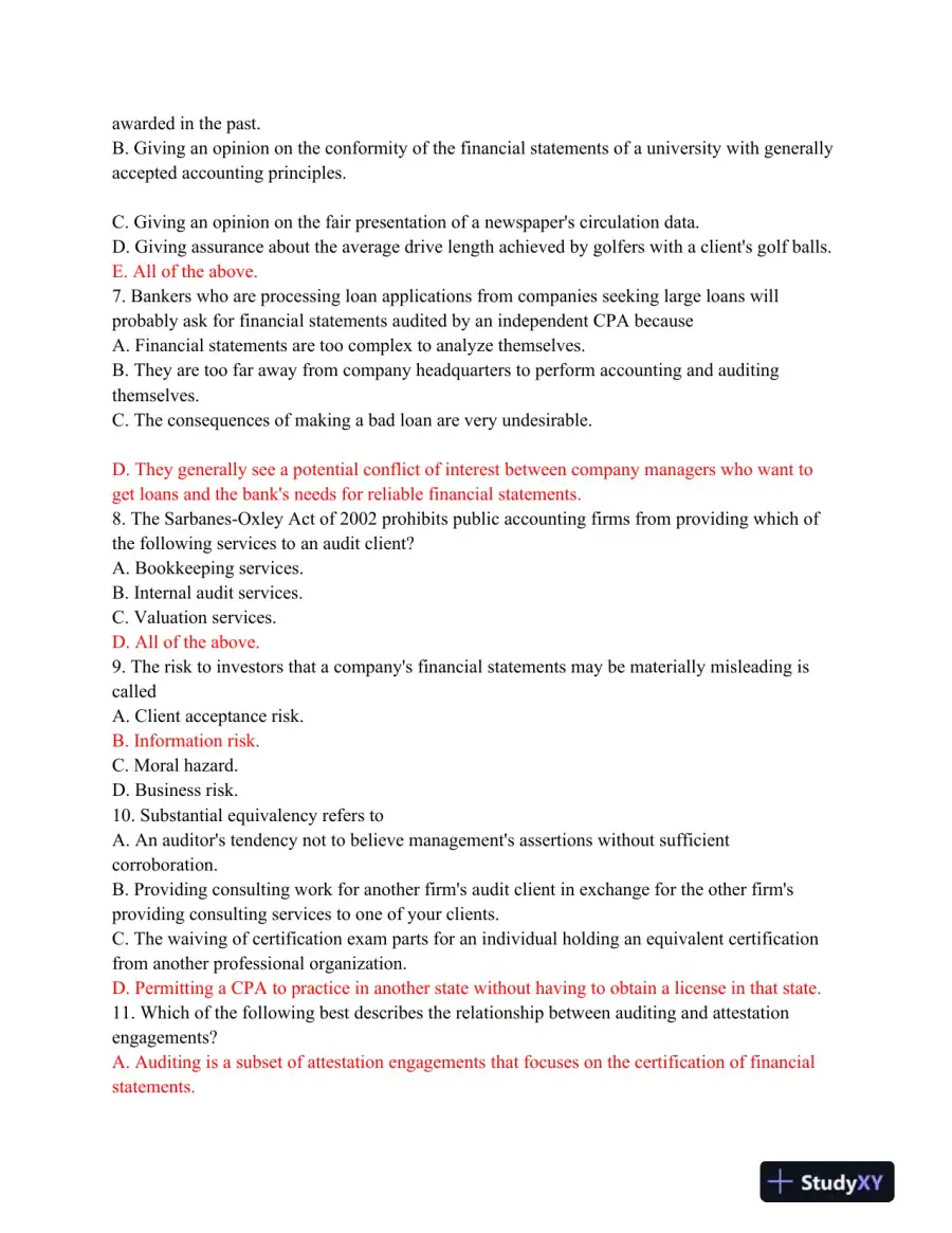 ACC504 Mid-Term Review: Advanced Auditing Concepts and Application, page 3