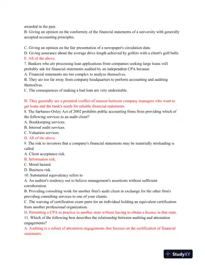 ACC504 Mid-Term Review: Advanced Auditing Concepts and Application - Page 3 preview image