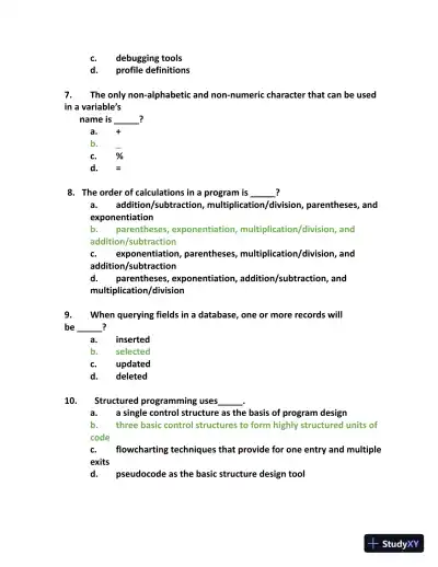 NOCTI Exam Study Guide with Answers (162 Solved Questions) - Page 3 preview image