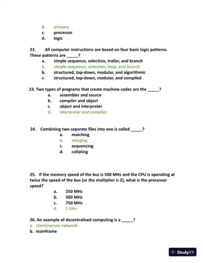 NOCTI Exam Study Guide with Answers (162 Solved Questions) - Page 6 preview image