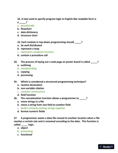 NOCTI Exam Study Guide with Answers (162 Solved Questions) - Page 8 preview image