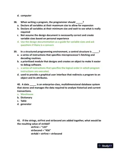 NOCTI Exam Study Guide with Answers (162 Solved Questions) - Page 9 preview image