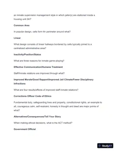 2024-2025 TCOLE Basic Jailer Course Practice Exam with Answers (259 Solved Questions) - Page 10 preview image