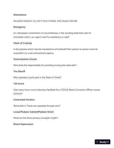 2024-2025 TCOLE Basic Jailer Course Practice Exam with Answers (259 Solved Questions) - Page 9 preview image