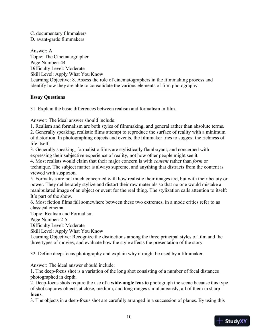 Test Bank for Understanding Movies, 14th Edition, page 13