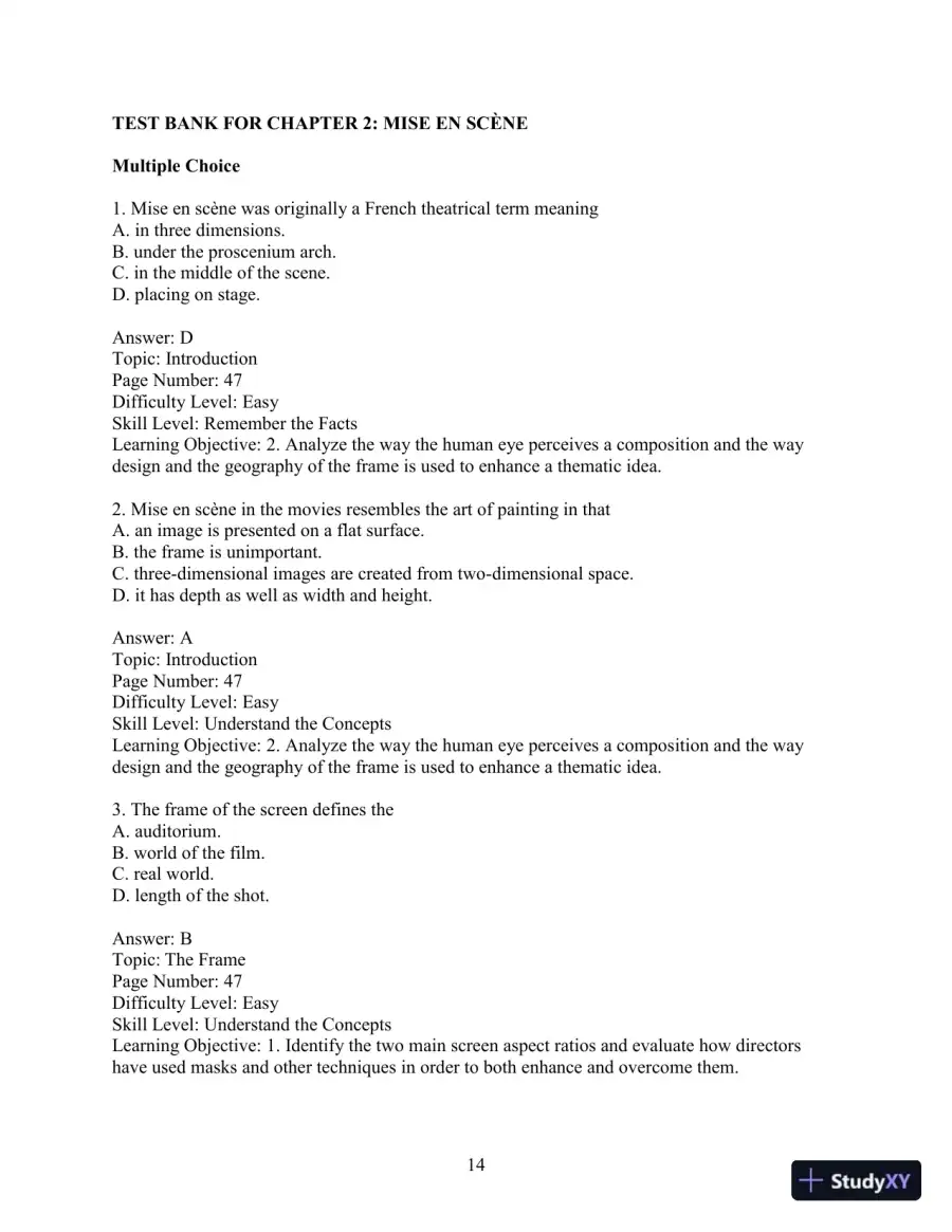 Test Bank for Understanding Movies, 14th Edition, page 17